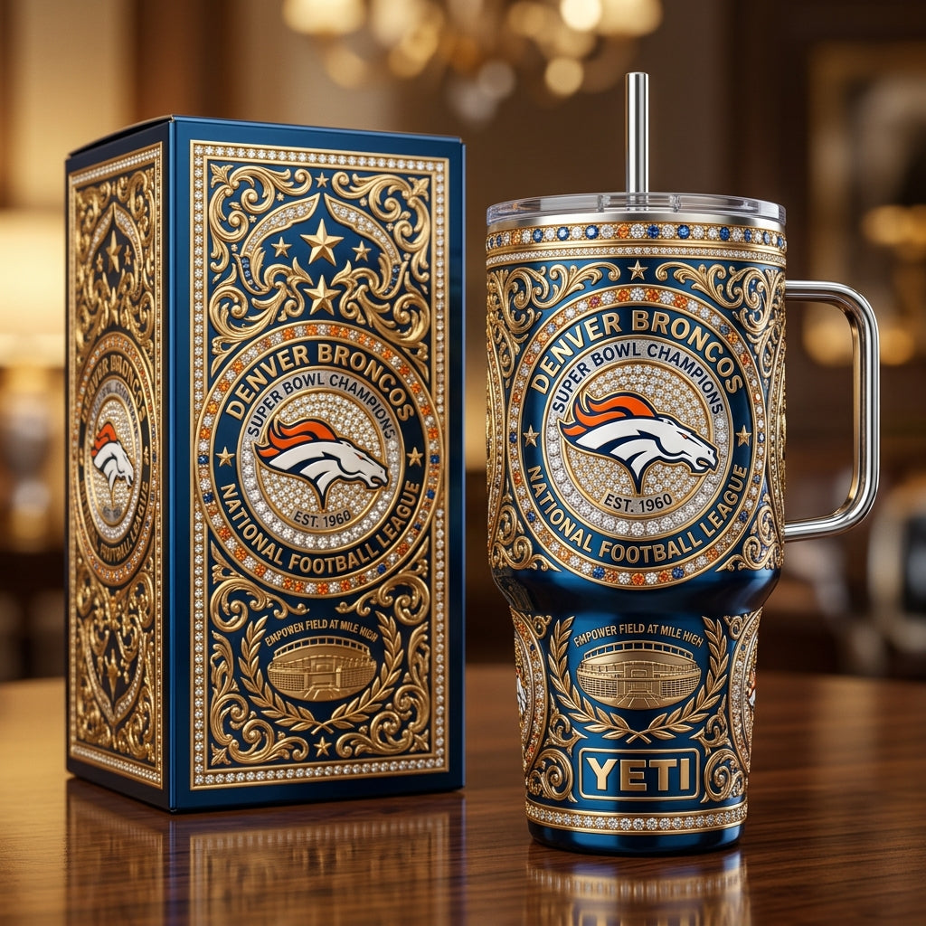 Denver Broncos 40oz Tumbler with Lid and Straw