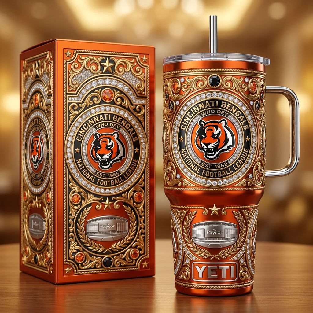 Cincinnati Bengals 40oz Tumbler with Lid and Straw