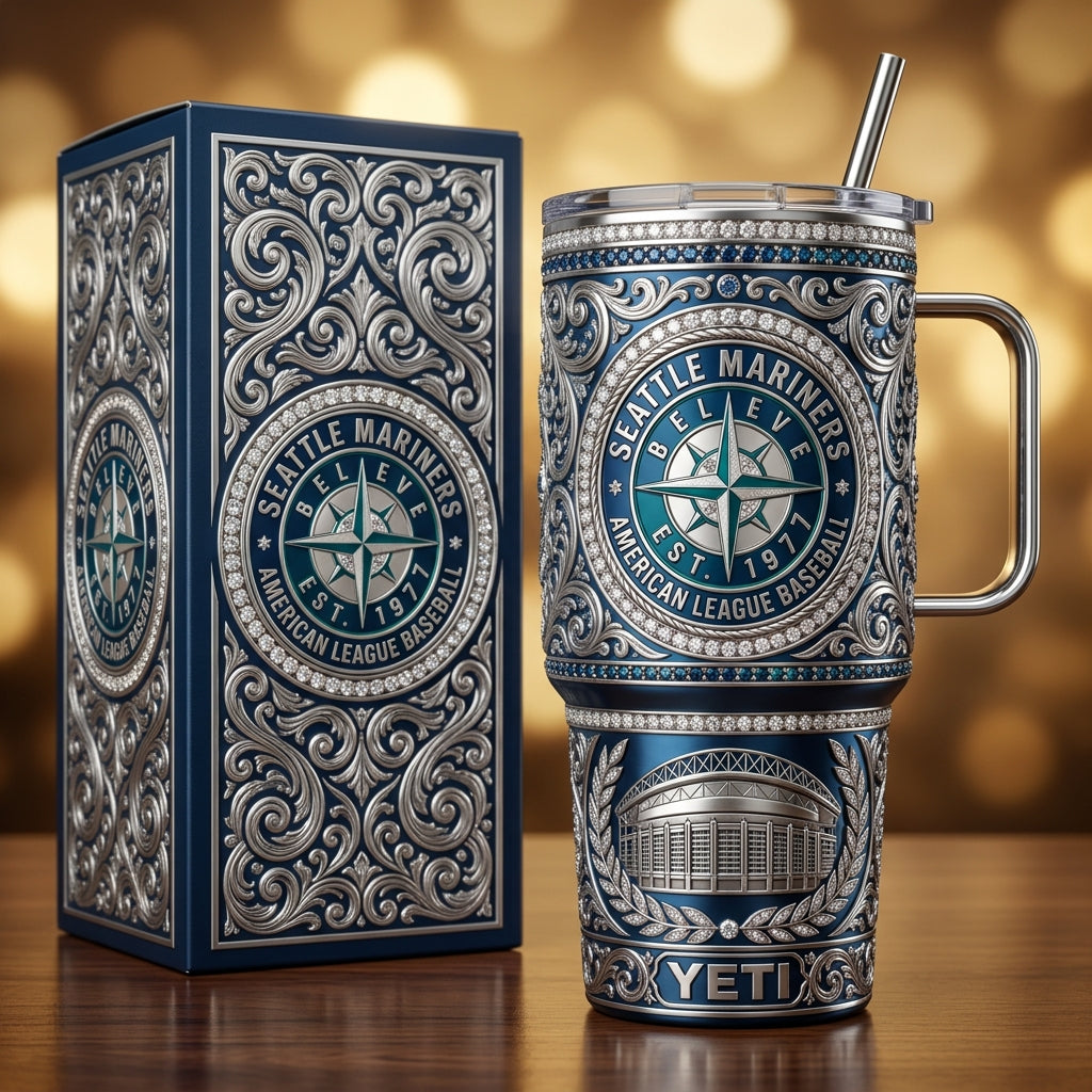 Seattle Mariners 40oz Tumbler with Lid and Straw