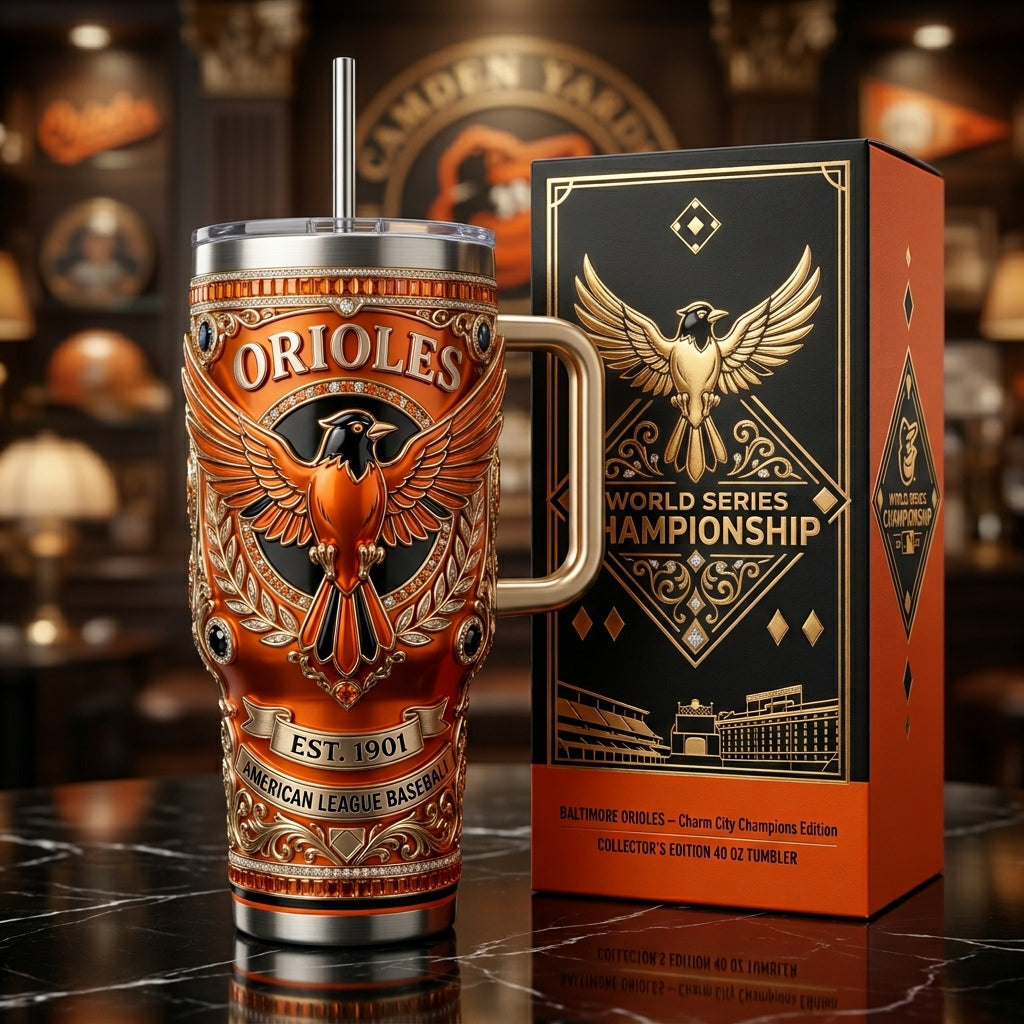 Baltimore Orioles 40oz Tumbler with Lid and Straw