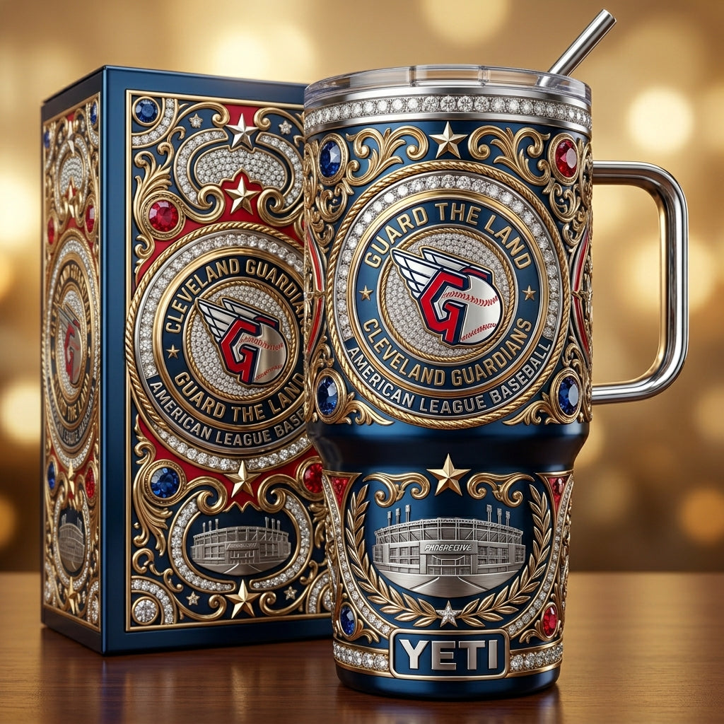 Cleveland Guardians 40oz Tumbler with Lid and Straw
