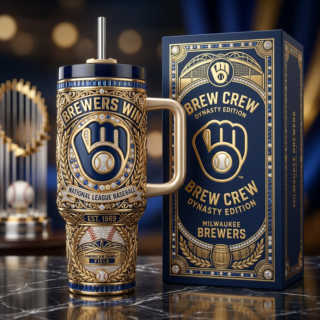 Milwaukee Brewers 40oz Tumbler with Lid and Straw