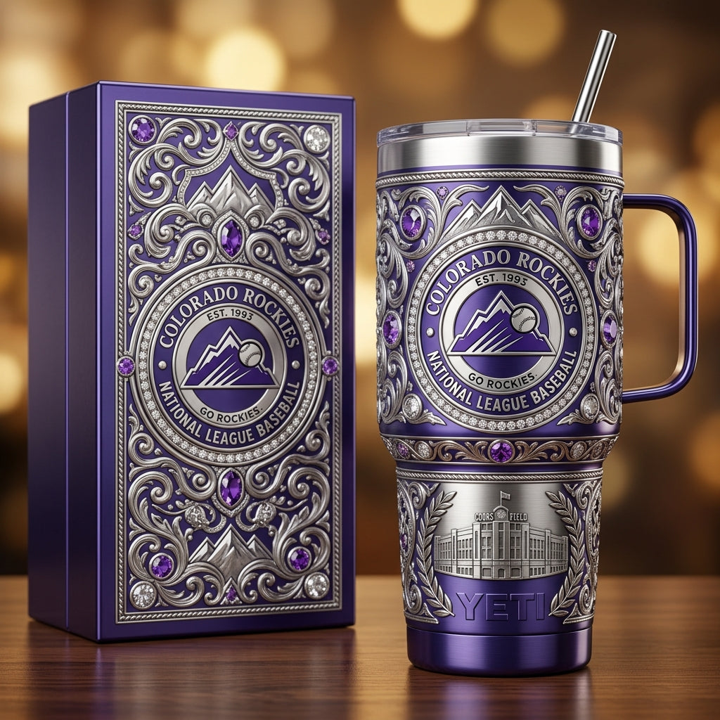 Colorado Rockies 40oz Tumbler with Lid and Straw