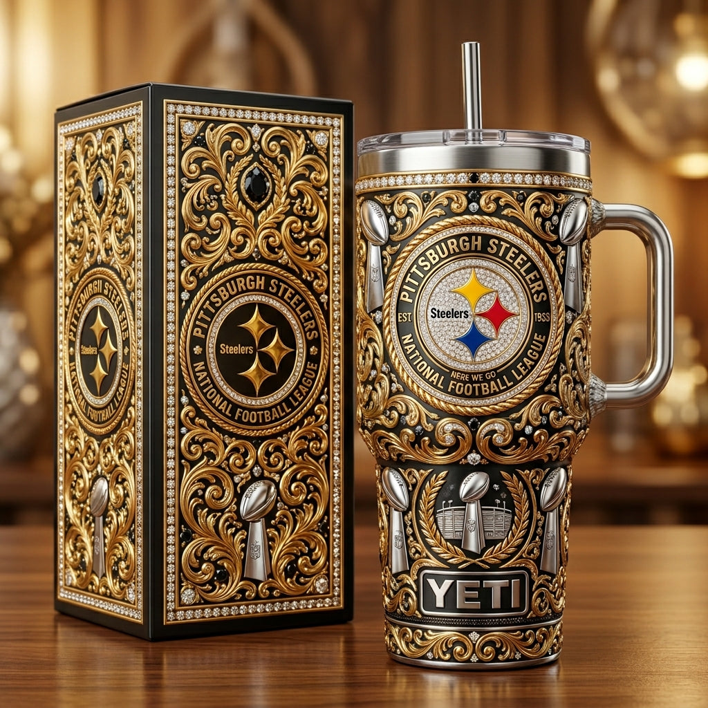 Pittsburgh Steelers 40oz Tumbler with Lid and Straw