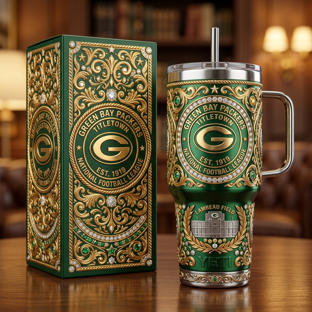 Green Bay Packers 40oz Tumbler with Lid and Straw