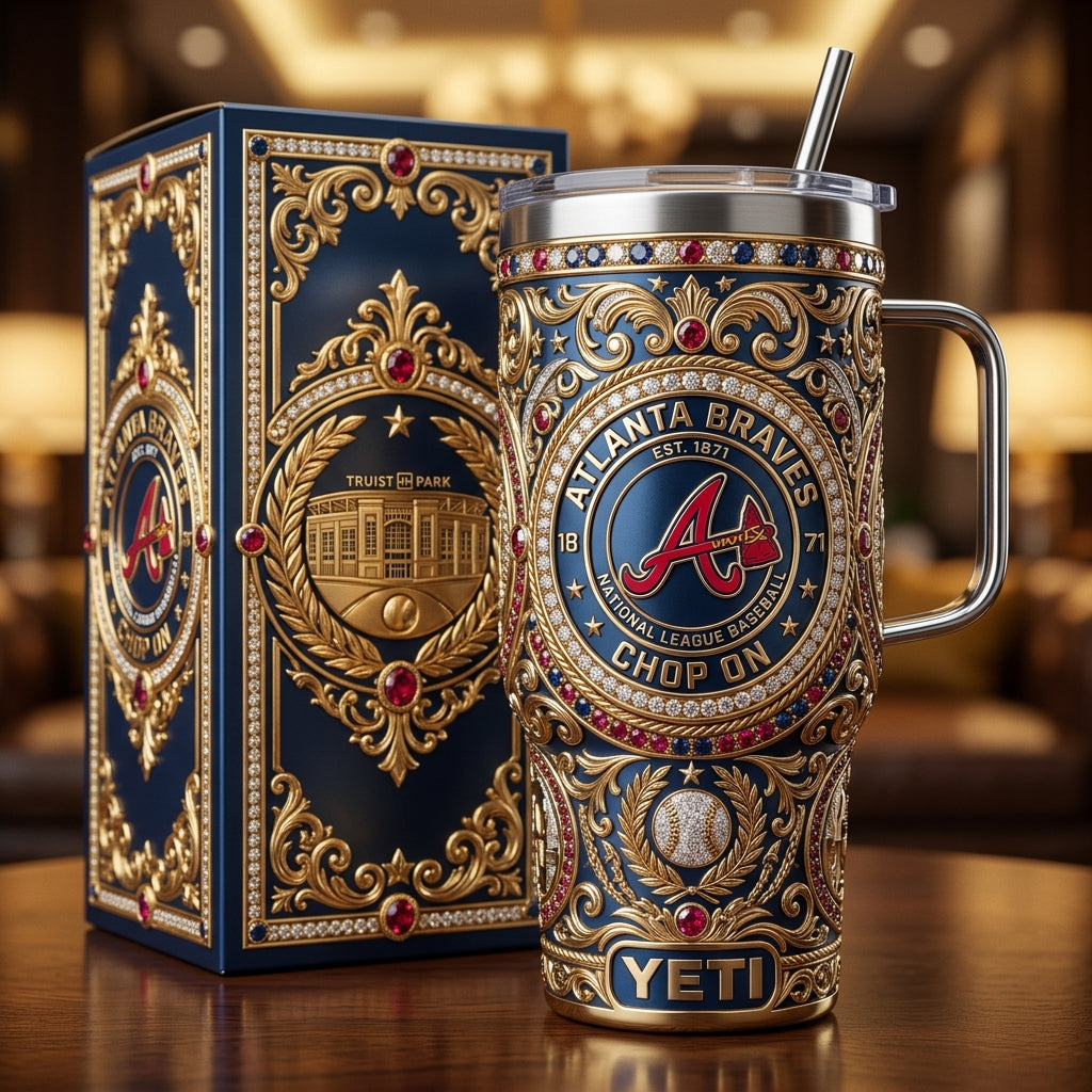 Atlanta Braves 40oz Tumbler with Lid and Straw
