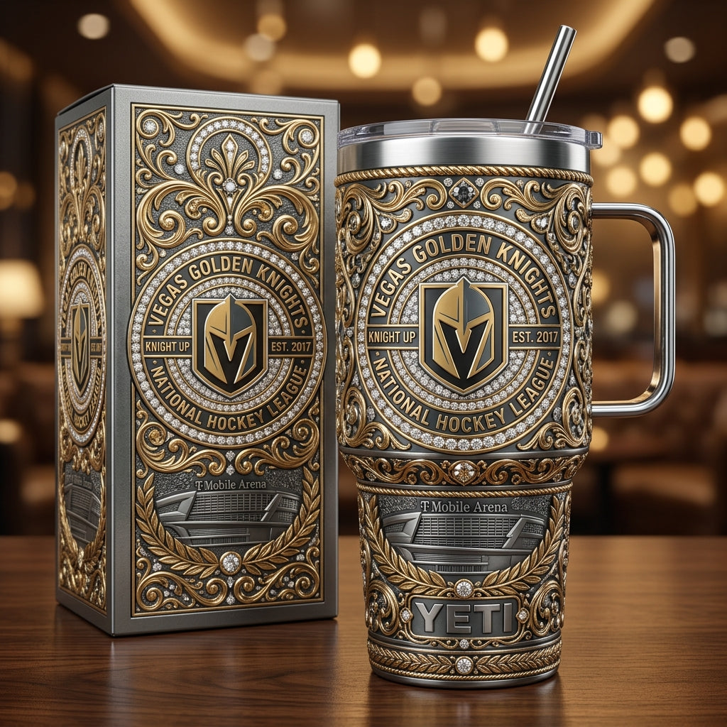 Vegas Golden Knights 40oz Tumbler with Lid and Straw