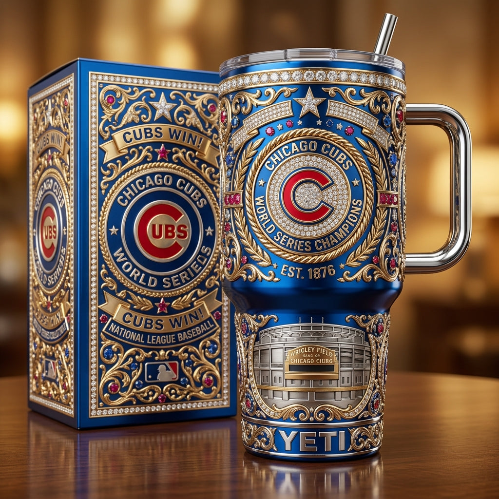Chicago Cubs 40oz Tumbler with Lid and Straw