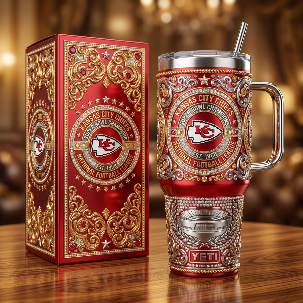 Kansas City Chiefs 40oz Tumbler with Lid and Straw