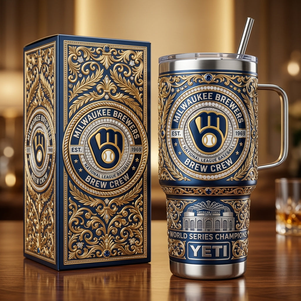 Milwaukee Brewers 40oz Tumbler with Lid and Straw