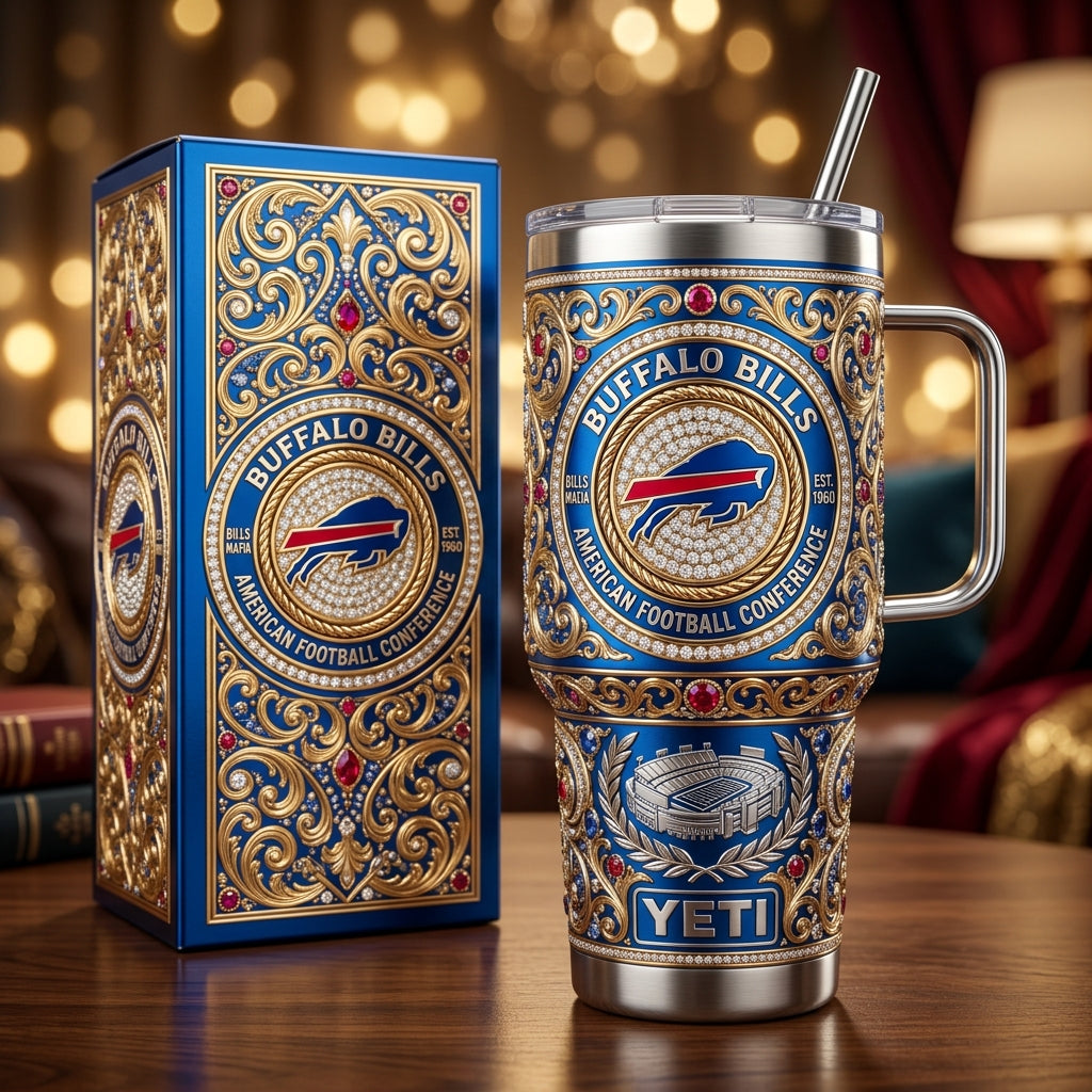 Buffalo Bills 40oz Tumbler with Lid and Straw